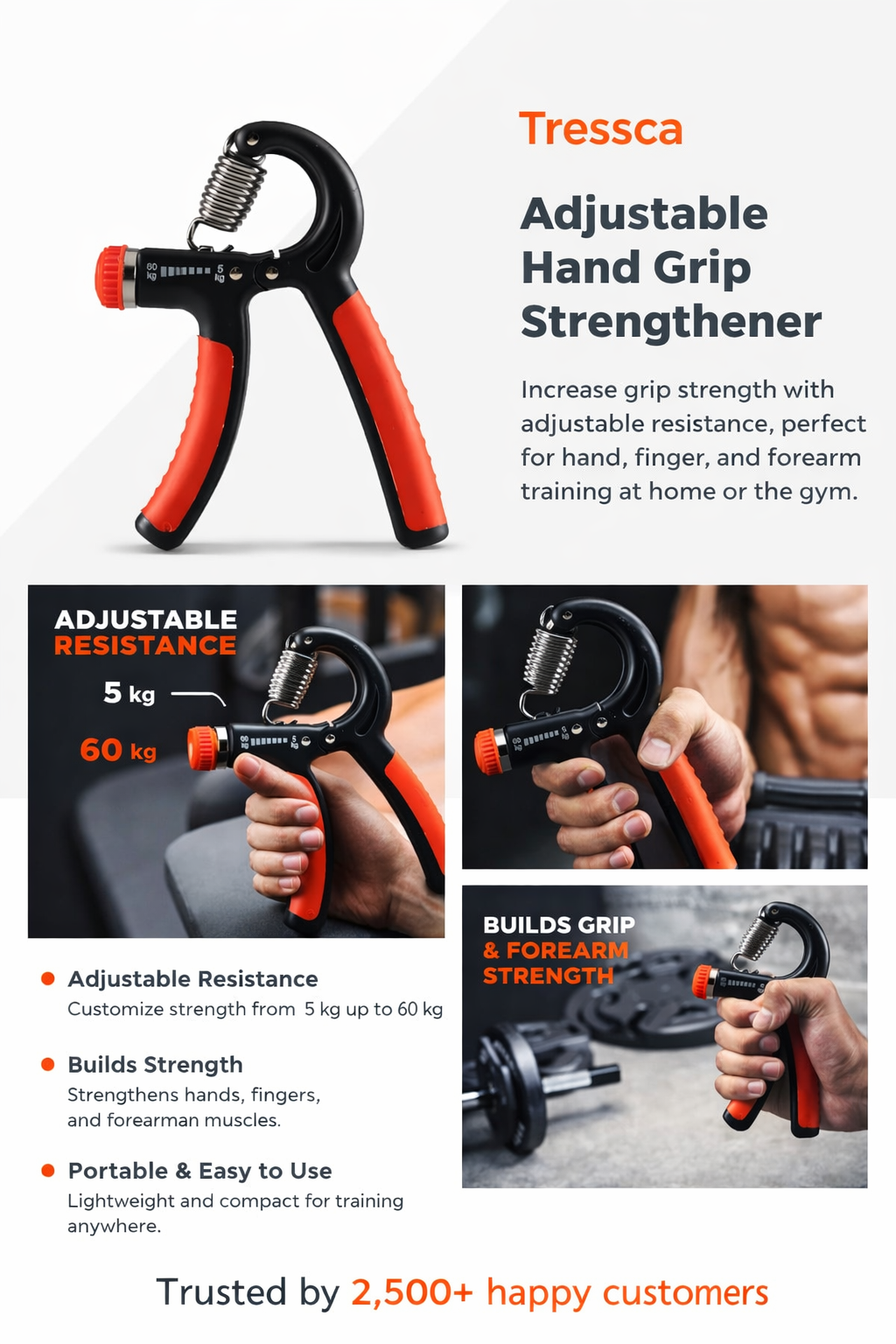 Tressca Adjustable Hand Grip Strengthener